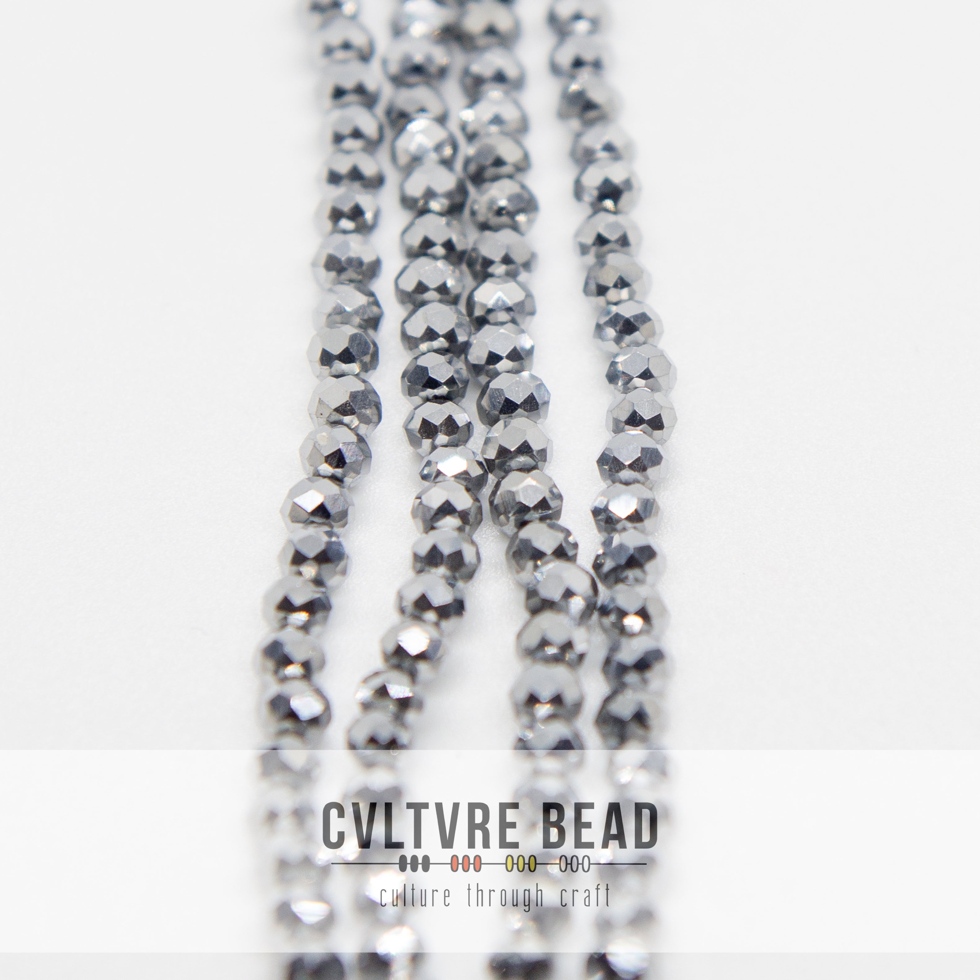 Crystal Lane Rondelle - 3x4mm -  Opaque Silver Iris